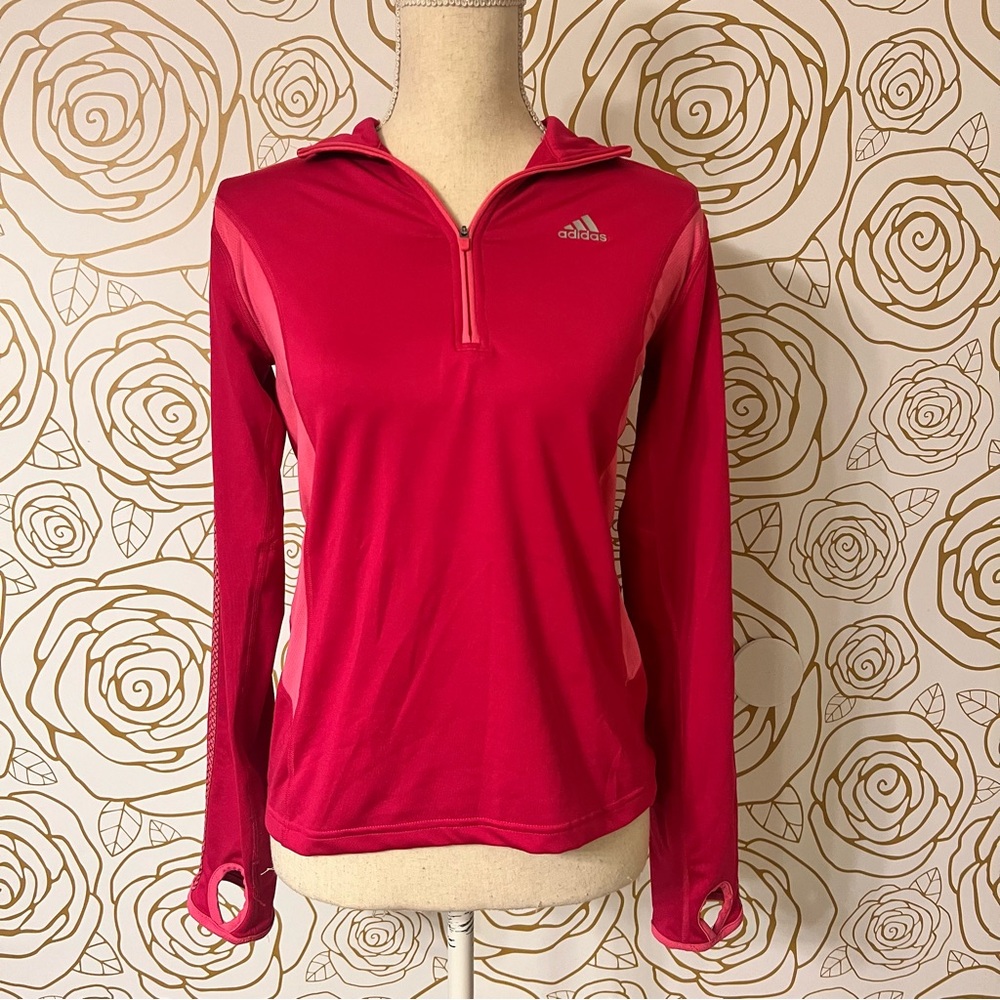 Vibrant pink Adidas Climalite Long Sleeve Top With Thumb holes
